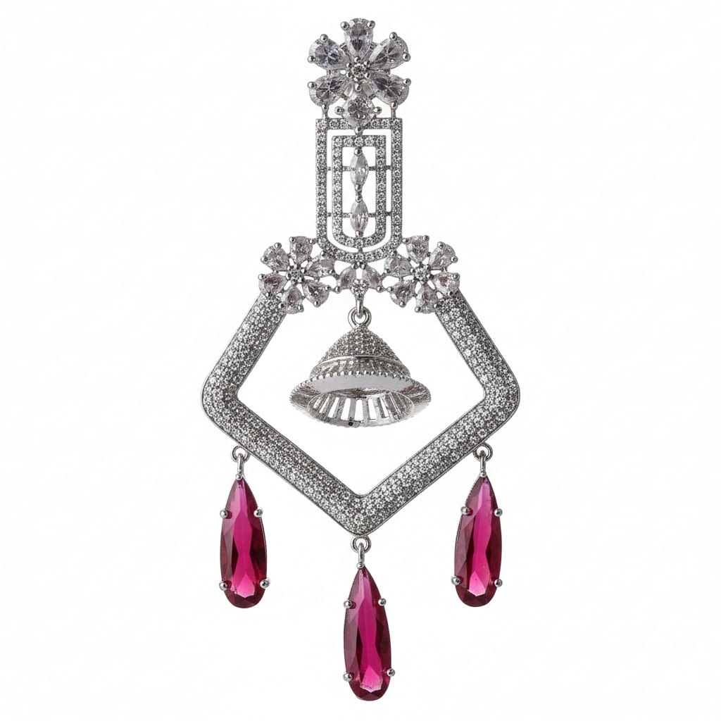 CZ American Diamond Dangler Earrings