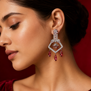 CZ American Diamond Dangler Earrings