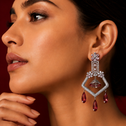 CZ American Diamond Dangler Earrings