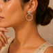Crystal Double Circle Rhodium Plated Drop Earrings