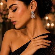 Sparkling Rhodium Plated Cubic Zirconia Drop Earrings