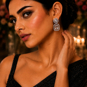 Sparkling Rhodium Plated Cubic Zirconia Drop Earrings