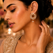 Gold-Plated Pearl & Crystal Drop Earrings