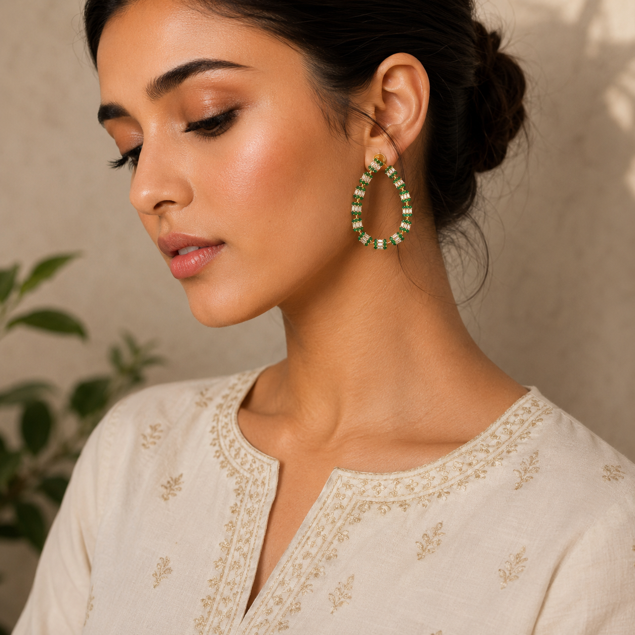 Glamorous Gemstone Hoop Earrings