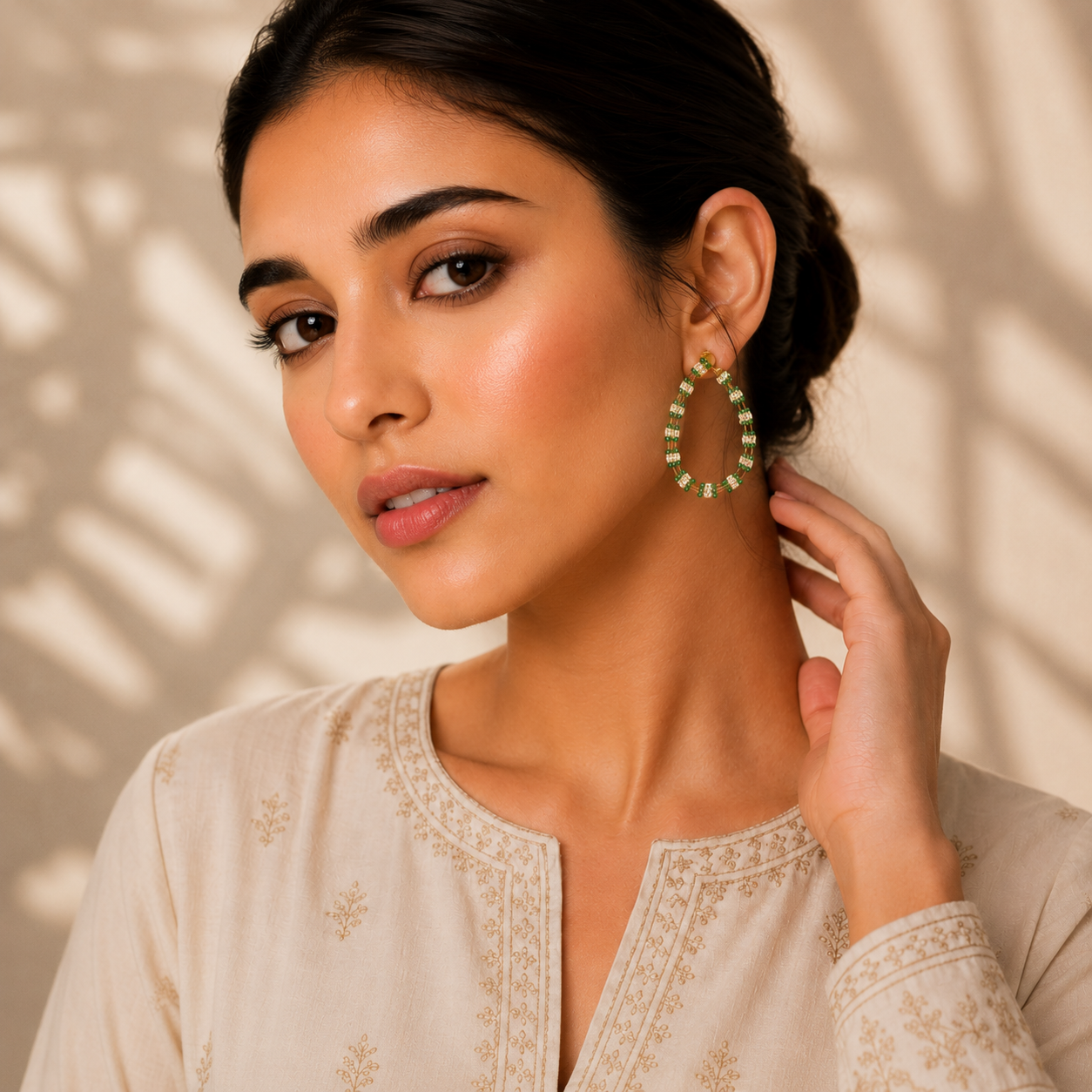 Glamorous Gemstone Hoop Earrings