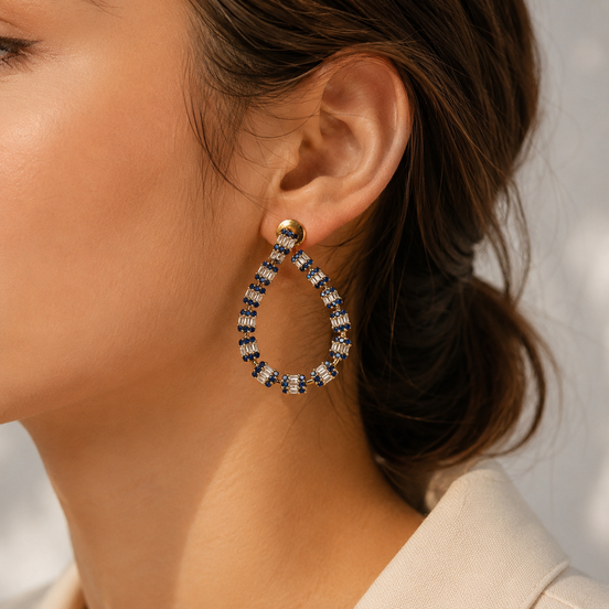 Glamorous Gemstone Hoop Earrings