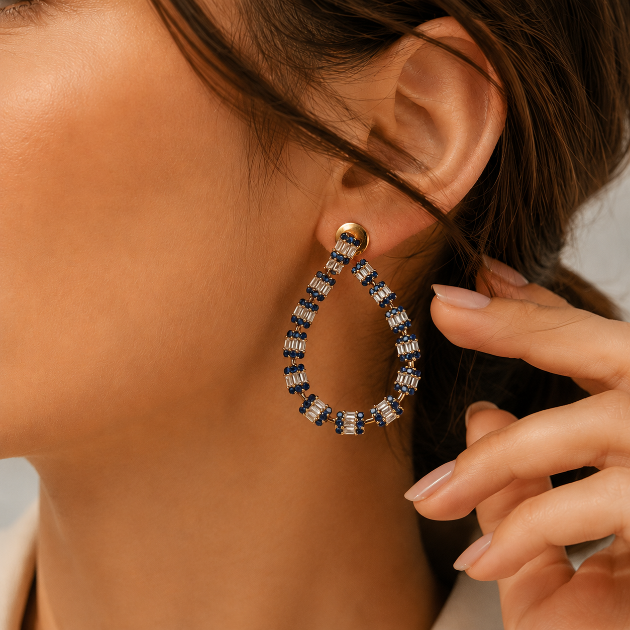 Glamorous Gemstone Hoop Earrings