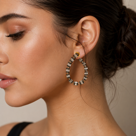 Glamorous Gemstone Hoop Earrings