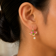 Traditional Marathi Gold Plated CZ Stone Bugadi Earrings