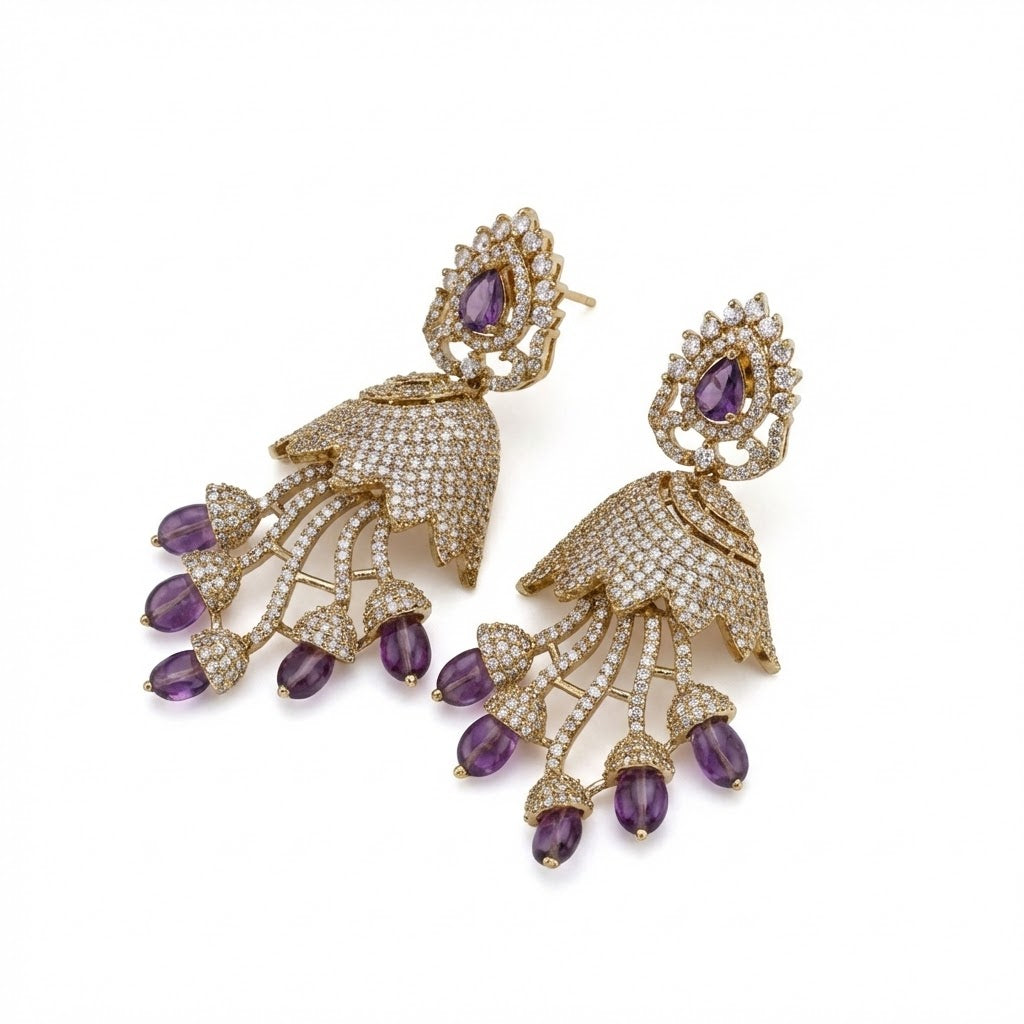 Peacock Design Mehendi Plated Dangle Earrings