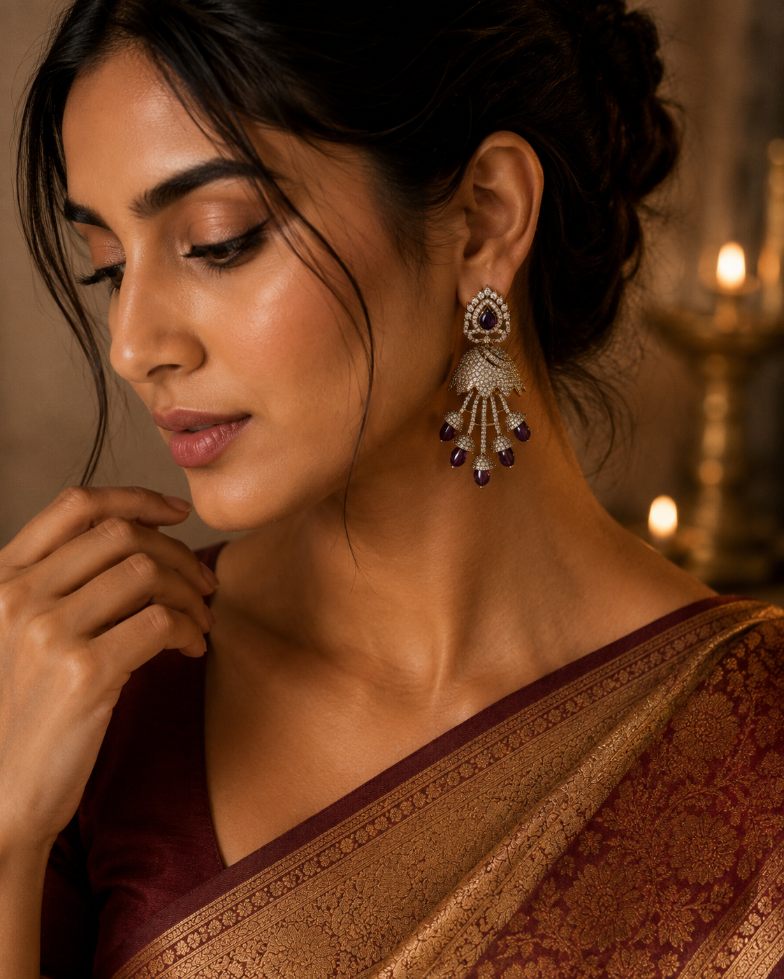 Peacock Design Mehendi Plated Dangle Earrings