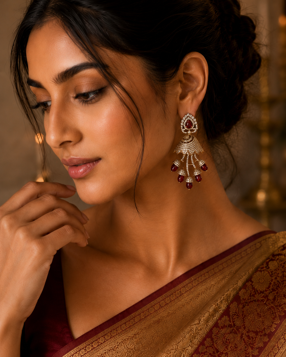 Peacock Design Mehendi Plated Dangle Earrings
