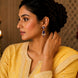 Rhodium Plated Dangle Earrings with Crystal Work