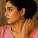 Rhodium Plated Dangle Earrings with Crystal Work