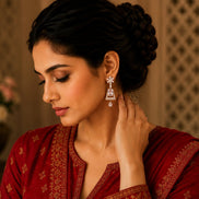 Mehendi Plated Dangle Earrings with Crystal Work