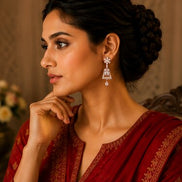 Mehendi Plated Dangle Earrings with Crystal Work