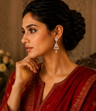 Mehendi Plated Dangle Earrings with Crystal Work