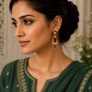 Mehendi Plated Dangle Earrings with Crystal Work
