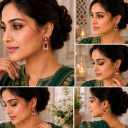 Mehendi Plated Dangle Earrings with Crystal Work