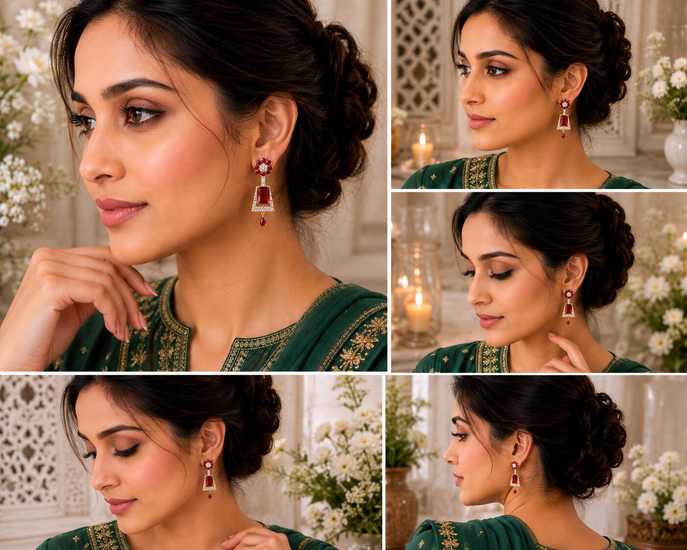 Mehendi Plated Dangle Earrings with Crystal Work