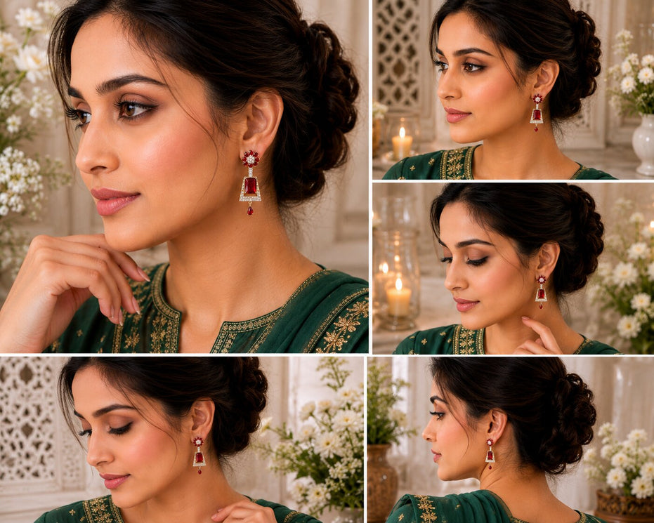 Mehendi Plated Dangle Earrings with Crystal Work
