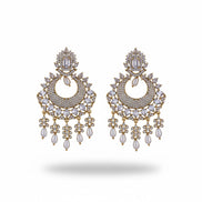 Mehendi Plated Chandelier Earrings with Stone Work
