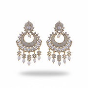 Mehendi Plated Chandelier Earrings with Stone Work