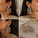 Mehendi Plated Chandelier Earrings with Stone Work