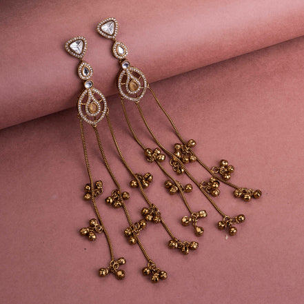 Solitaire Loop Mehendi Plated Earrings