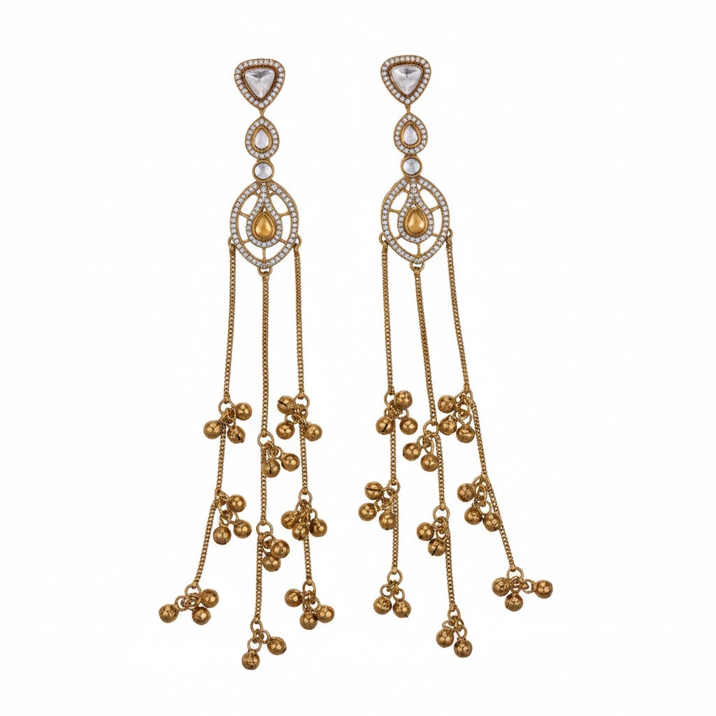 Solitaire Loop Mehendi Plated Earrings