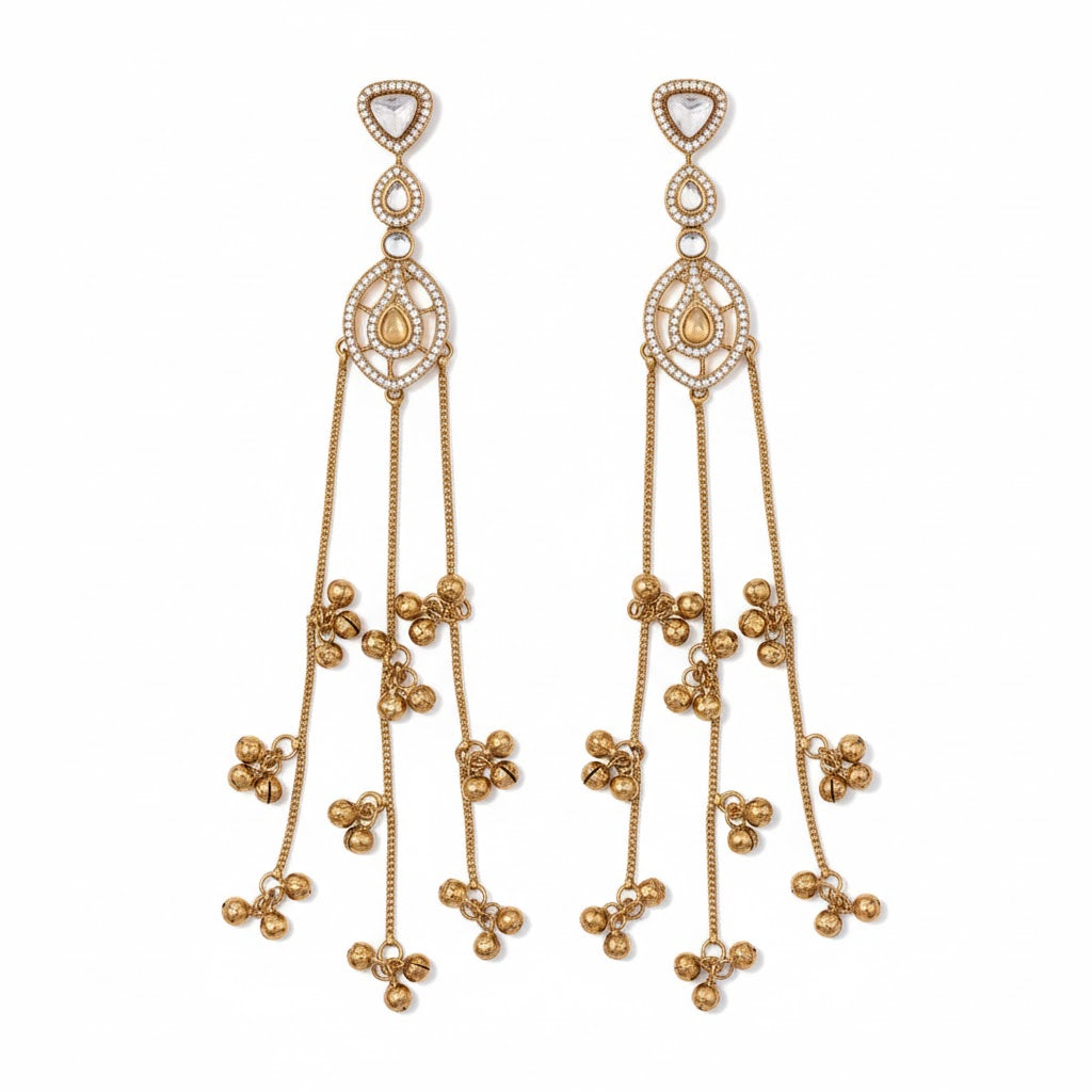 Solitaire Loop Mehendi Plated Earrings