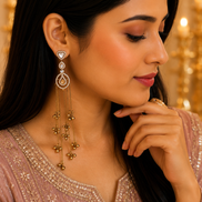 Solitaire Loop Mehendi Plated Earrings