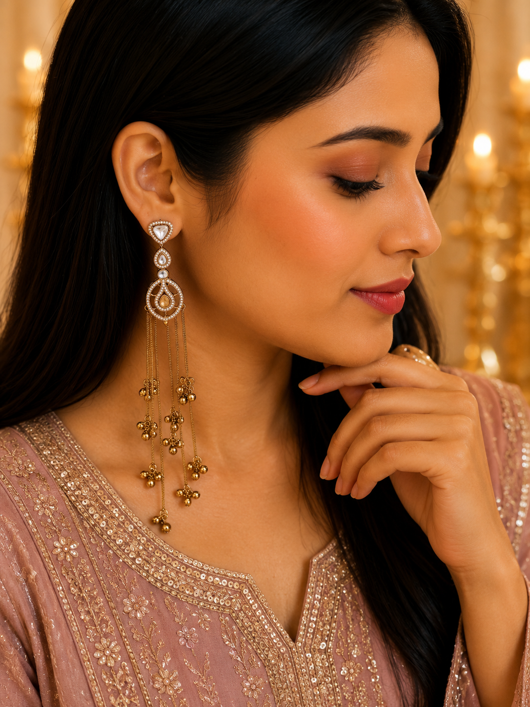 Solitaire Loop Mehendi Plated Earrings