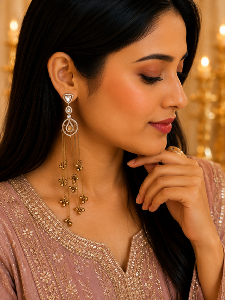 Solitaire Loop Mehendi Plated Earrings