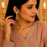 Solitaire Loop Mehendi Plated Earrings