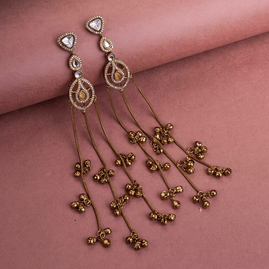 Solitaire Loop Mehendi Plated Earrings
