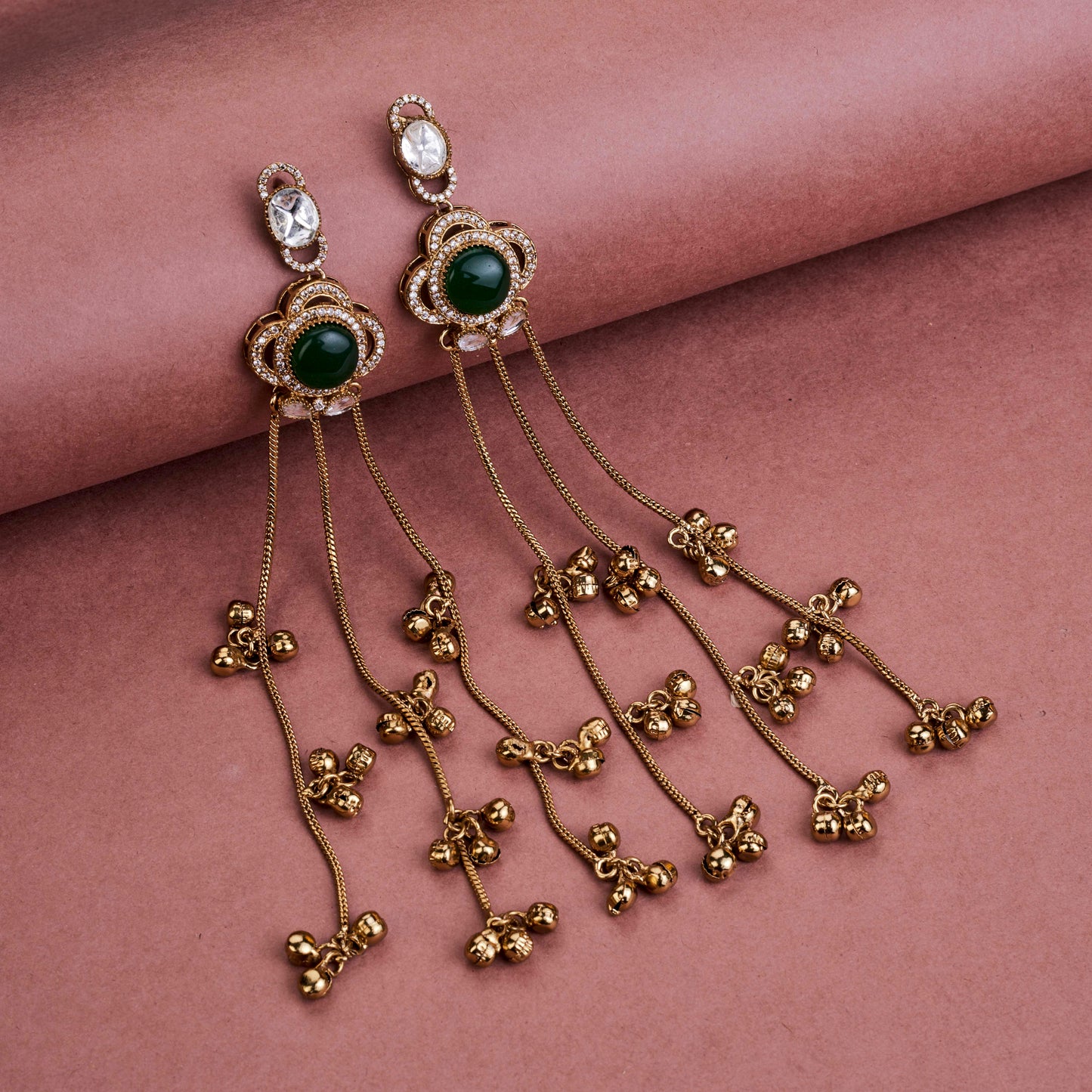 Traditional Floral Mehendi Plated Earrings