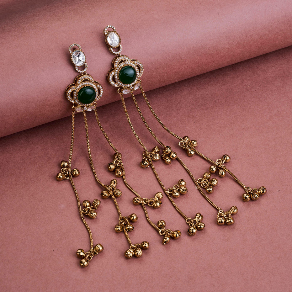 Traditional Floral Mehendi Plated Earrings