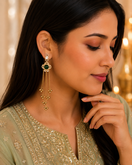 Traditional Floral Mehendi Plated Earrings