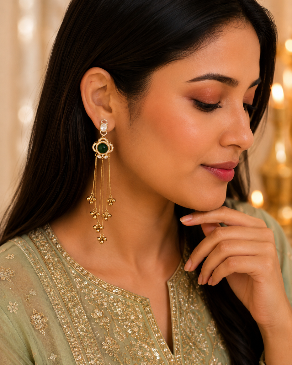 Traditional Floral Mehendi Plated Earrings