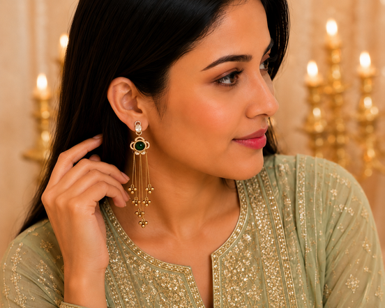 Traditional Floral Mehendi Plated Earrings