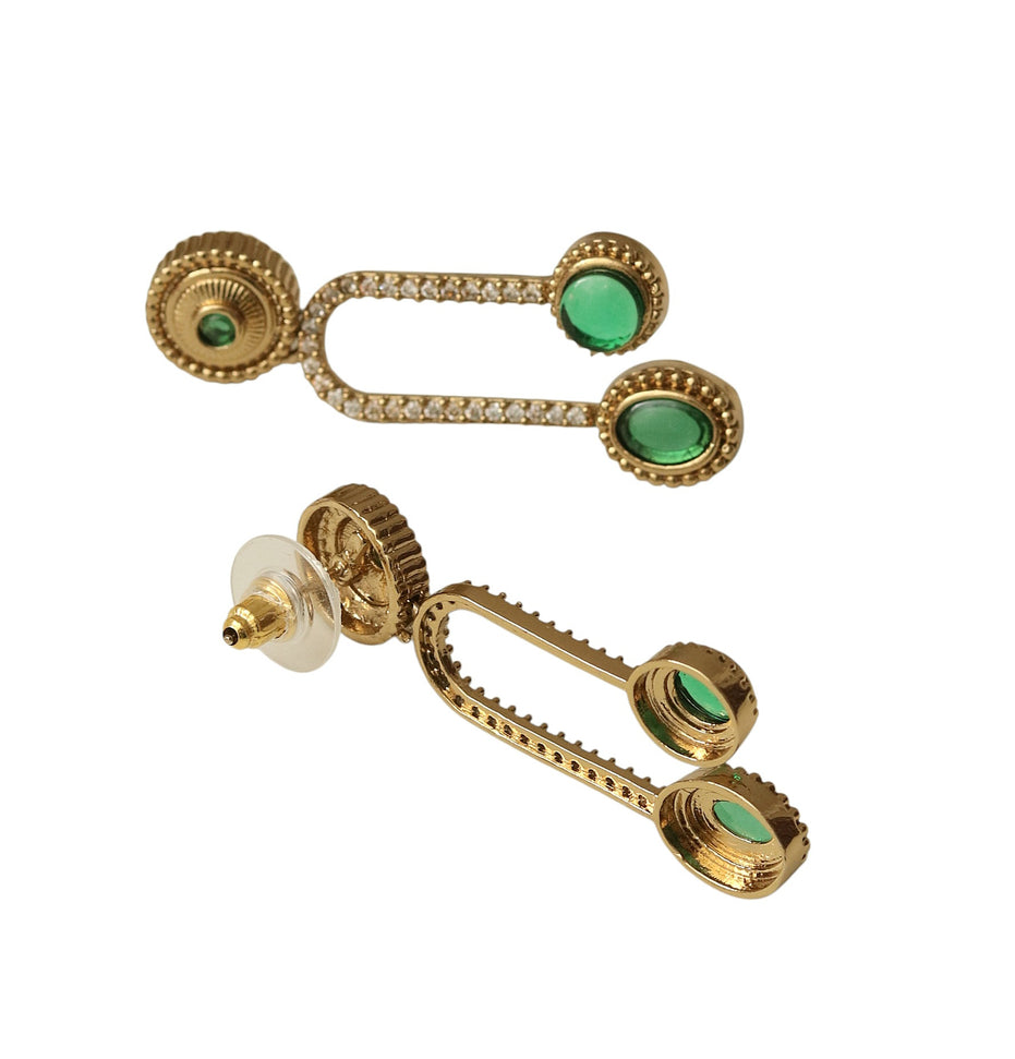 Emerald Drop Gold Plated Earrings