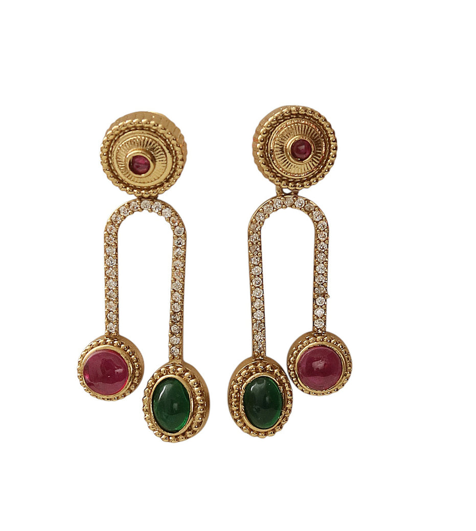 Emerald Drop Gold Plated Earrings