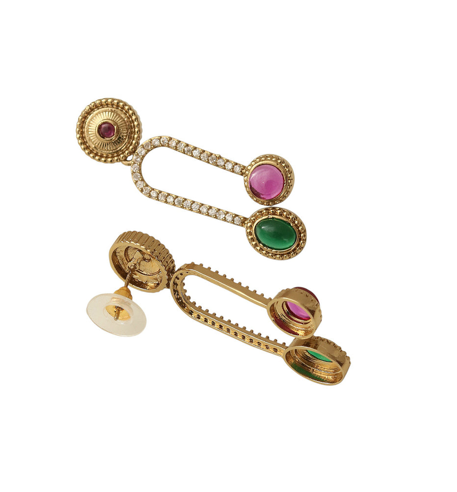 Emerald Drop Gold Plated Earrings