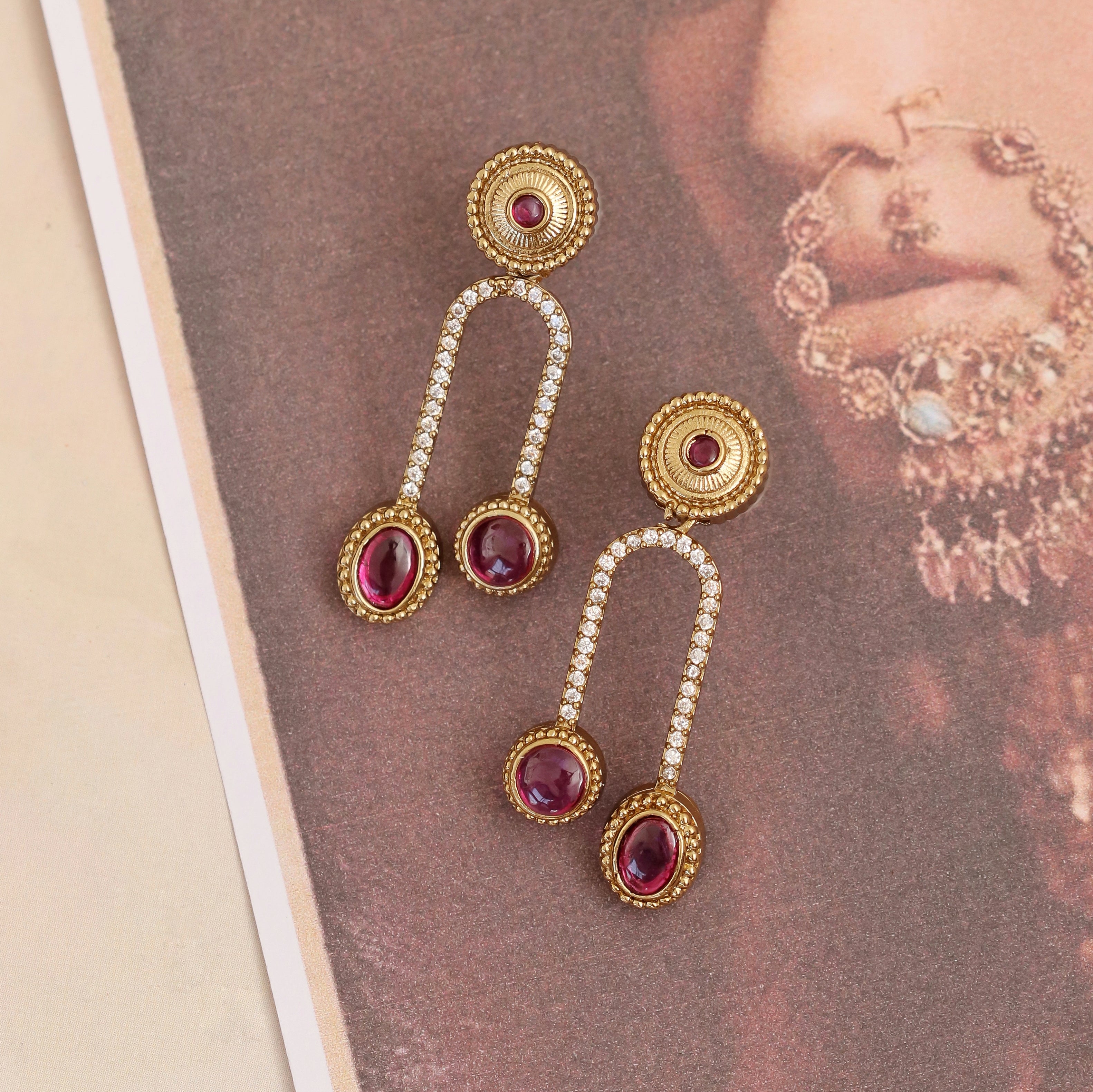 Emerald Drop Gold Plated Earrings
