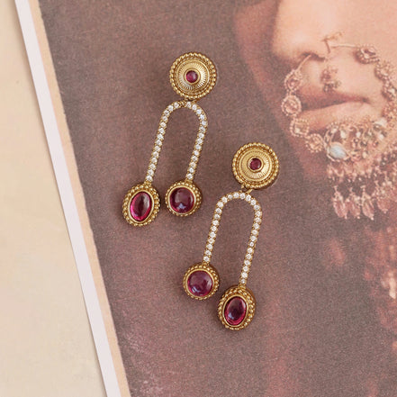 Emerald Drop Gold Plated Earrings