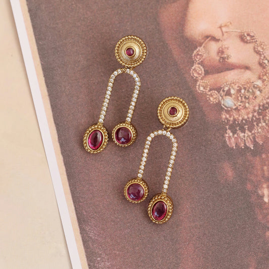 Emerald Drop Gold Plated Earrings