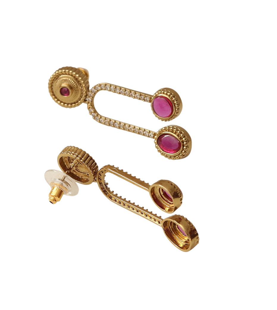 Emerald Drop Gold Plated Earrings