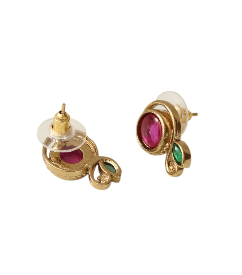 Classic Gemstone Gold Plated Earrings