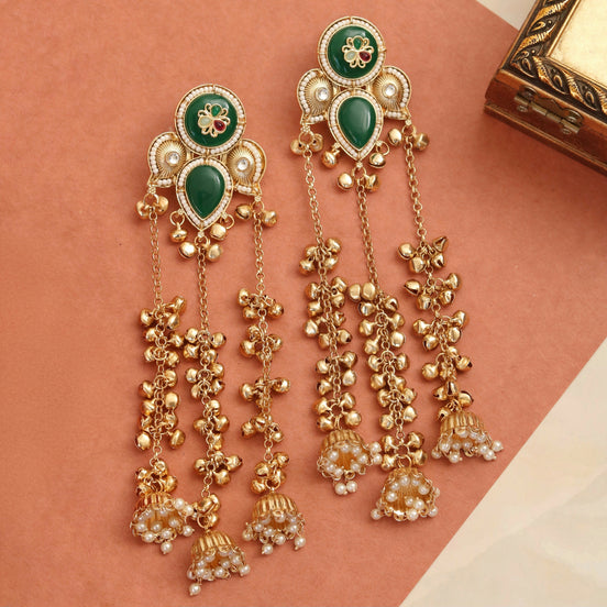 Ethnical Floral Enchnated Mehendi Plated Earrings